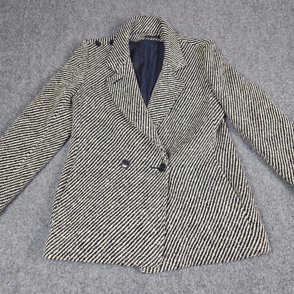 Vintage Womens‎ Gray Herringbone Double Breasted Blazer Jacket 46R Dark Academia